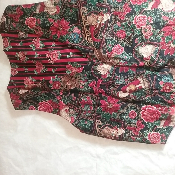 Holiday Festive Floral Red Christmas Reversible Vest - Picture 6 of 8
